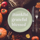 Dankful Grateful Blessed | Citaat Thanksgiving Papieren Bordje<br><div class="desc">Dankful Grateful Blessed | Citaat Thanksgiving</div>