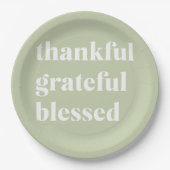 Dankful Grateful Blessed | Citaat Thanksgiving Papieren Bordje (Voorkant)