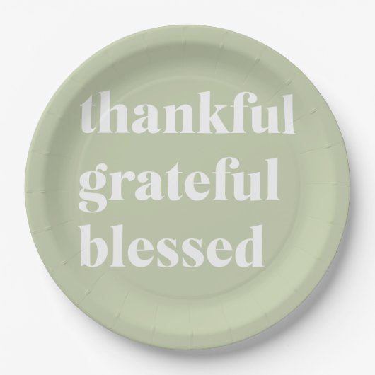 Dankful Grateful Blessed | Citaat Thanksgiving Papieren Bordje (Voorkant)
