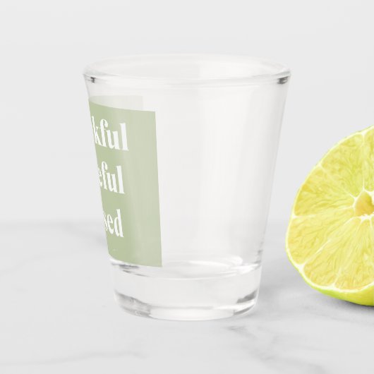 Dankful Grateful Blessed | Citaat Thanksgiving Shot Glas (Rechts)