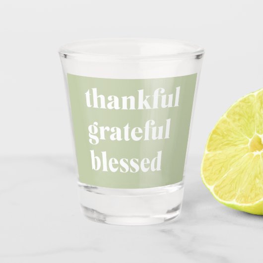 Dankful Grateful Blessed | Citaat Thanksgiving Shot Glas (Voorkant)