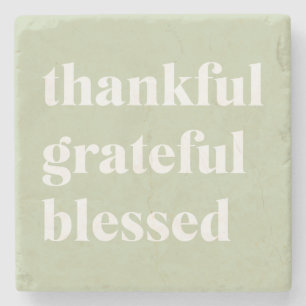 Dankful Grateful Blessed   Citaat Thanksgiving Stenen Onderzetter