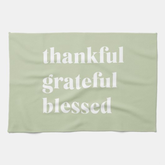 Dankful Grateful Blessed | Citaat Thanksgiving Theedoek (Horizontaal)