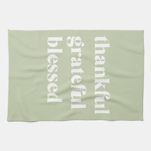 Dankful Grateful Blessed | Citaat Thanksgiving Theedoek (Horizontaal)