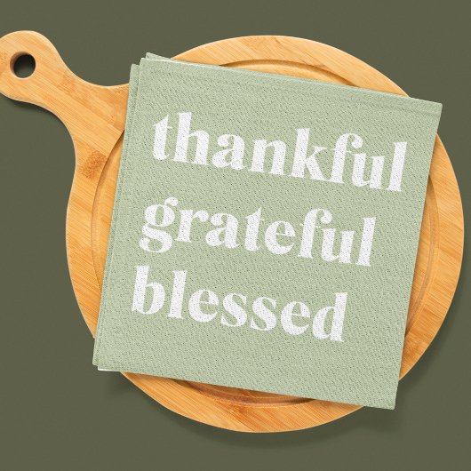 Dankful Grateful Blessed | Citaat Thanksgiving Theedoek