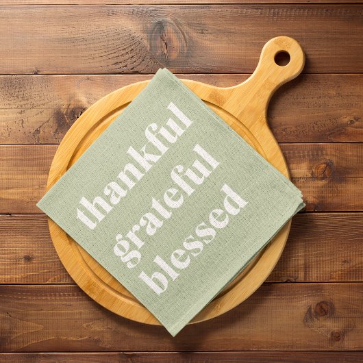 Dankful Grateful Blessed | Citaat Thanksgiving Theedoek