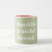 Dankful Grateful Blessed | Citaat Thanksgiving Tweekleurige Koffiemok (Center)