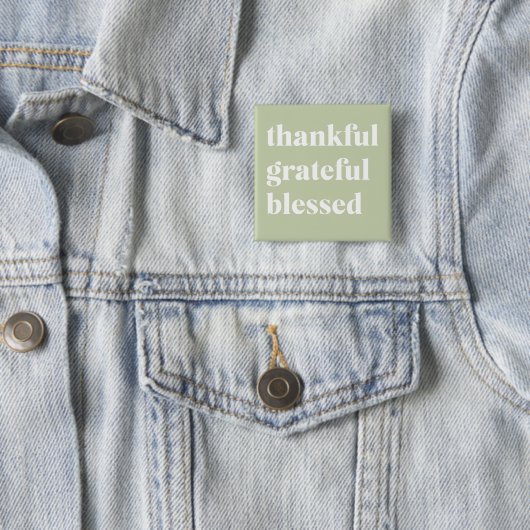 Dankful Grateful Blessed | Citaat Thanksgiving Vierkante Button 5,1 Cm (In situ)
