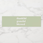 Dankful Grateful Blessed | Citaat Thanksgiving Waterfles Etiket (Enkel label)