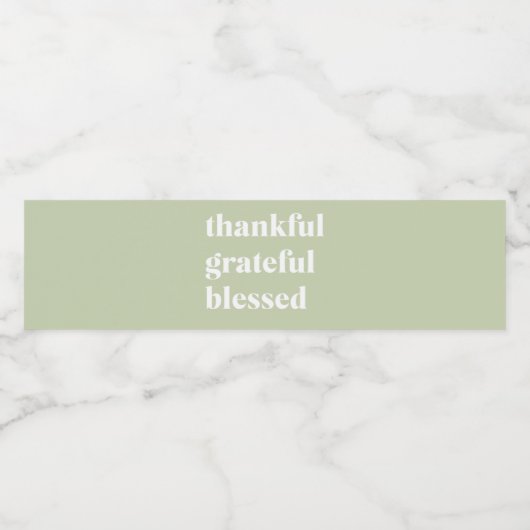 Dankful Grateful Blessed | Citaat Thanksgiving Waterfles Etiket (Enkel label)