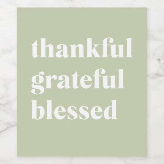 Dankful Grateful Blessed | Citaat Thanksgiving Wijn Etiket (Enkel label)