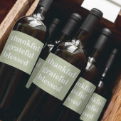 Dankful Grateful Blessed | Citaat Thanksgiving Wijn Etiket
