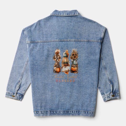 Dankful Grateful Blessed Denim Jacket (Achterkant)