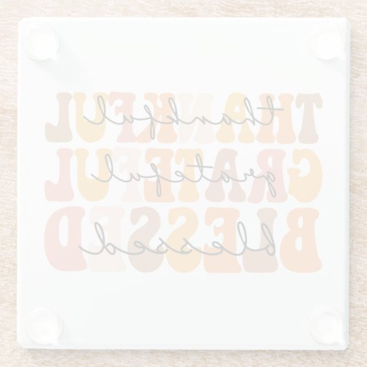 Dankful Grateful Blessed Glazen Onderzetter (Achterkant)