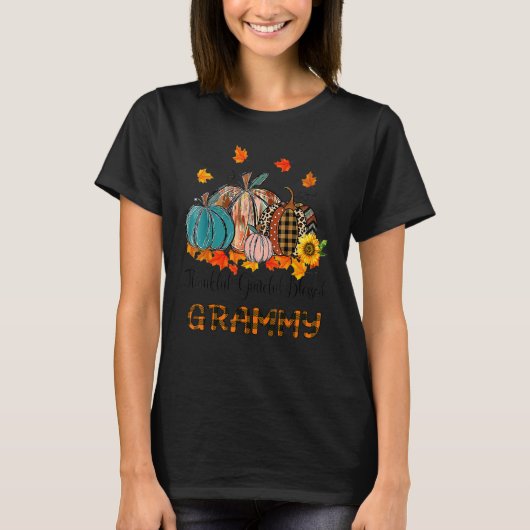Dankful Grateful Blessed Grammy Pumpkins Thanksgi T-shirt (Voorkant)