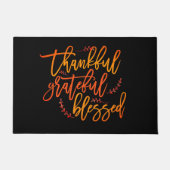 Dankful Grateful Blessed Gratitude Quote Black Deurmat (Voorkant)