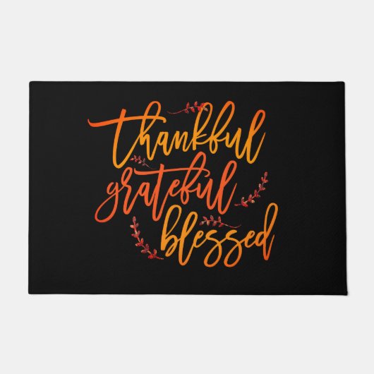 Dankful Grateful Blessed Gratitude Quote Black Deurmat (Voorkant)