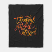 Dankful Grateful Blessed Gratitude Quote Black Fleece Deken (Voorkant)