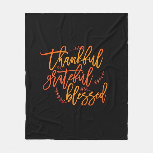 Dankful Grateful Blessed Gratitude Quote Black Fleece Deken (Voorkant)