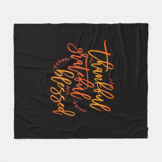 Dankful Grateful Blessed Gratitude Quote Black Fleece Deken (Voorkant (Horizontaal))