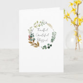 Dankful Grateful Blessed Herfst Leaf Rustic Modern Kaart (Gele Bloem)