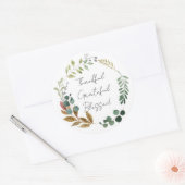 Dankful Grateful Blessed Herfst Leaf Rustic Modern Ronde Sticker (Envelop)