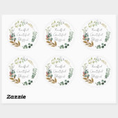 Dankful Grateful Blessed Herfst Leaf Rustic Modern Ronde Sticker (Vel)
