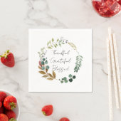 Dankful Grateful Blessed Herfst Leaf Rustic Modern Servet (Insitu)