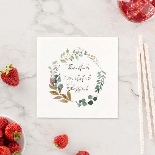 Dankful Grateful Blessed Herfst Leaf Rustic Modern Servet (Insitu)
