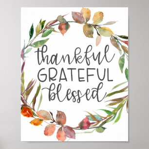 Dankful Grateful Blessed Herfst Poster Print