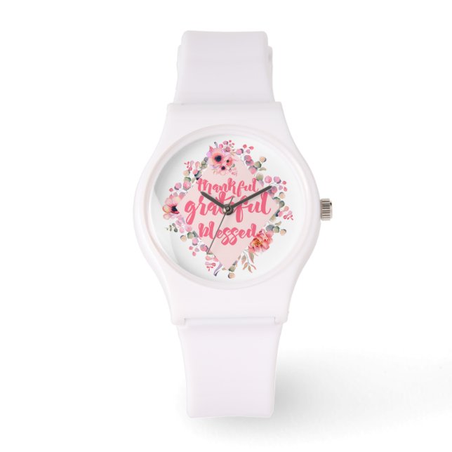 Dankful Grateful Blessed Horloge (Voorkant)