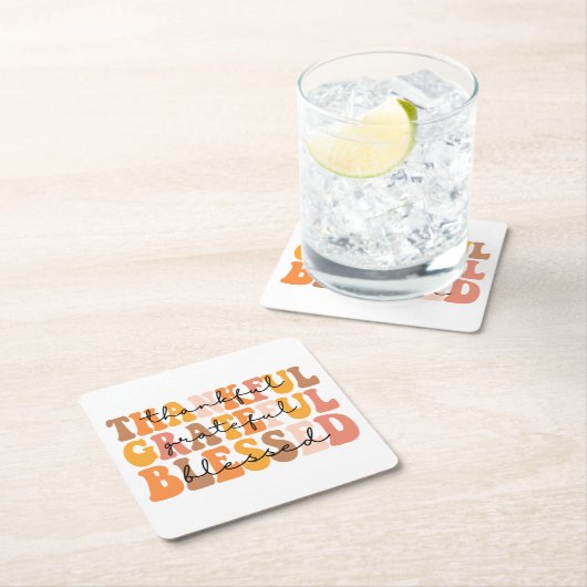 Dankful Grateful Blessed Kartonnen Onderzetters (Insitu)