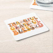 Dankful Grateful Blessed Kartonnen Onderzetters (Schuin)