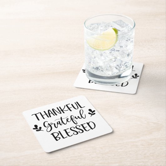 Dankful Grateful Blessed Kartonnen Onderzetters (Insitu)