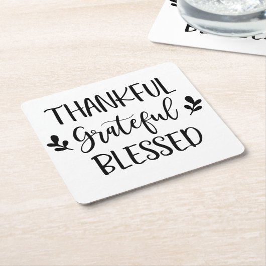 Dankful Grateful Blessed Kartonnen Onderzetters (Schuin)