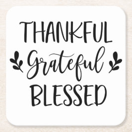 Dankful Grateful Blessed Kartonnen Onderzetters