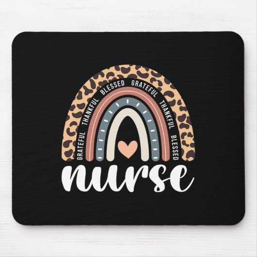 Dankful Grateful Blessed Nurse Thanksgiving Rainb Muismat (Voorkant)