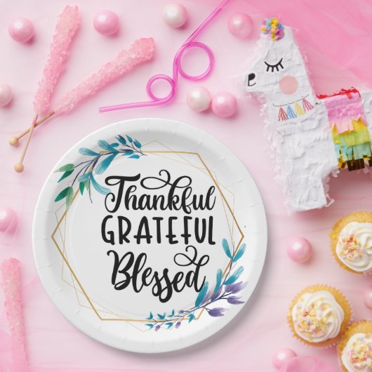 Dankful Grateful Blessed Papieren Bordje (Feest)
