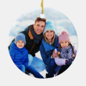 Dankful Grateful Blessed PHOTO BACK Blue Keramisch Ornament (Achterkant)