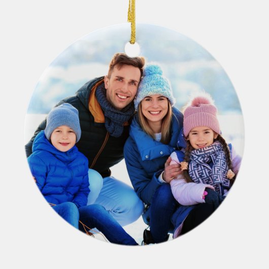 Dankful Grateful Blessed PHOTO BACK Blue Keramisch Ornament (Achterkant)