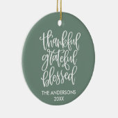 Dankful Grateful Blessed PHOTO BACK Sage Green Keramisch Ornament (Rechts)