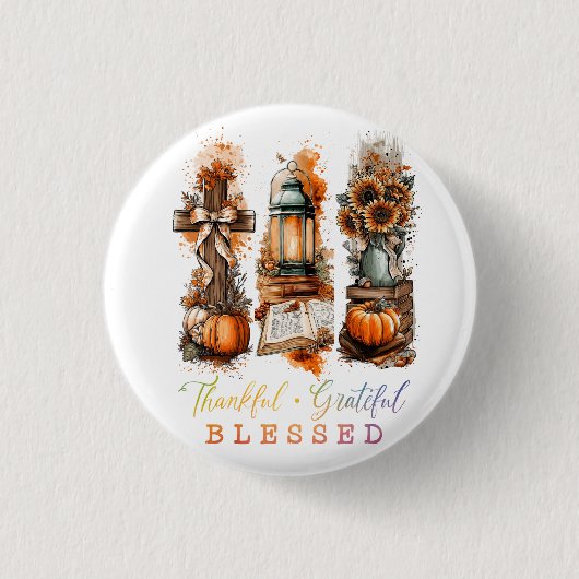 Dankful Grateful Blessed Ronde Button 3,2 Cm (Voorkant)