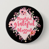 Dankful Grateful Blessed Ronde Button 7,6 Cm (Voorkant)
