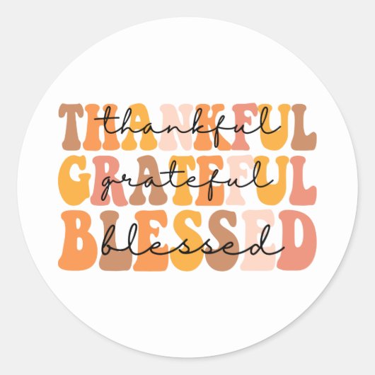 Dankful Grateful Blessed Ronde Sticker (Voorkant)