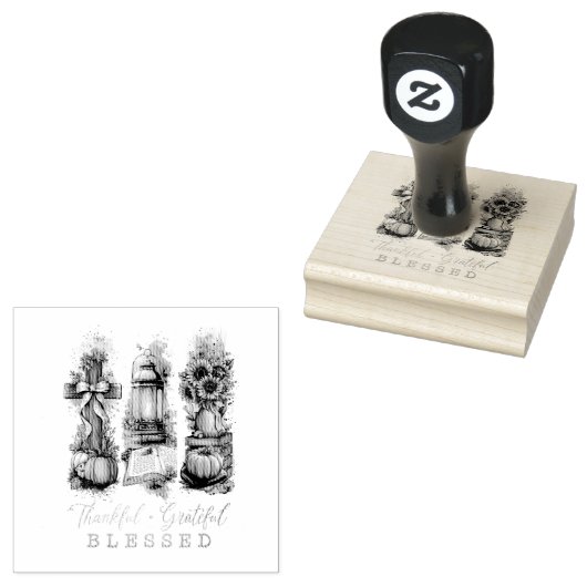 Dankful Grateful Blessed Rubberstempel (Gestempeld)