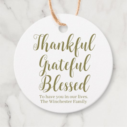 Dankful Grateful Blessed sage scriptvakantie Bedankjes Labels (Voorkant)