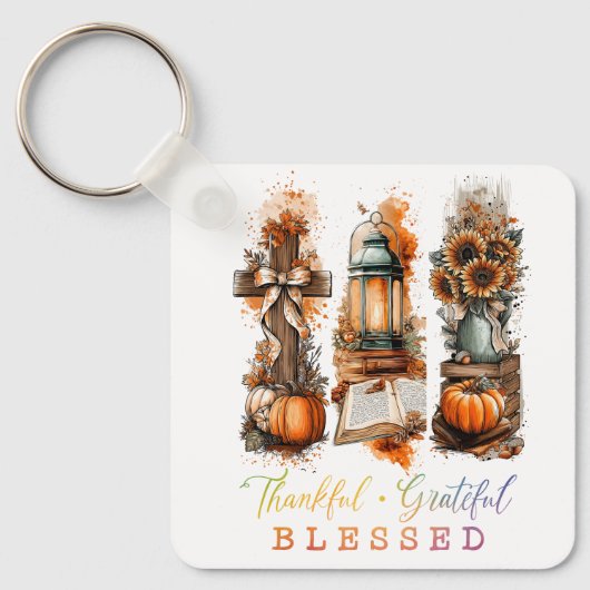 Dankful Grateful Blessed Sleutelhanger (Voorkant)