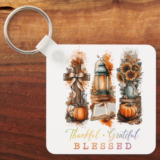 Dankful Grateful Blessed Sleutelhanger (Voorkant)