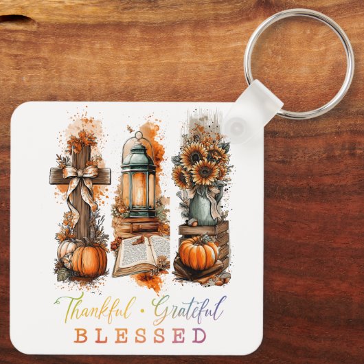 Dankful Grateful Blessed Sleutelhanger (Achterkant)