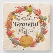 Dankful Grateful Blessed Stenen Onderzetter (Voorkant)
